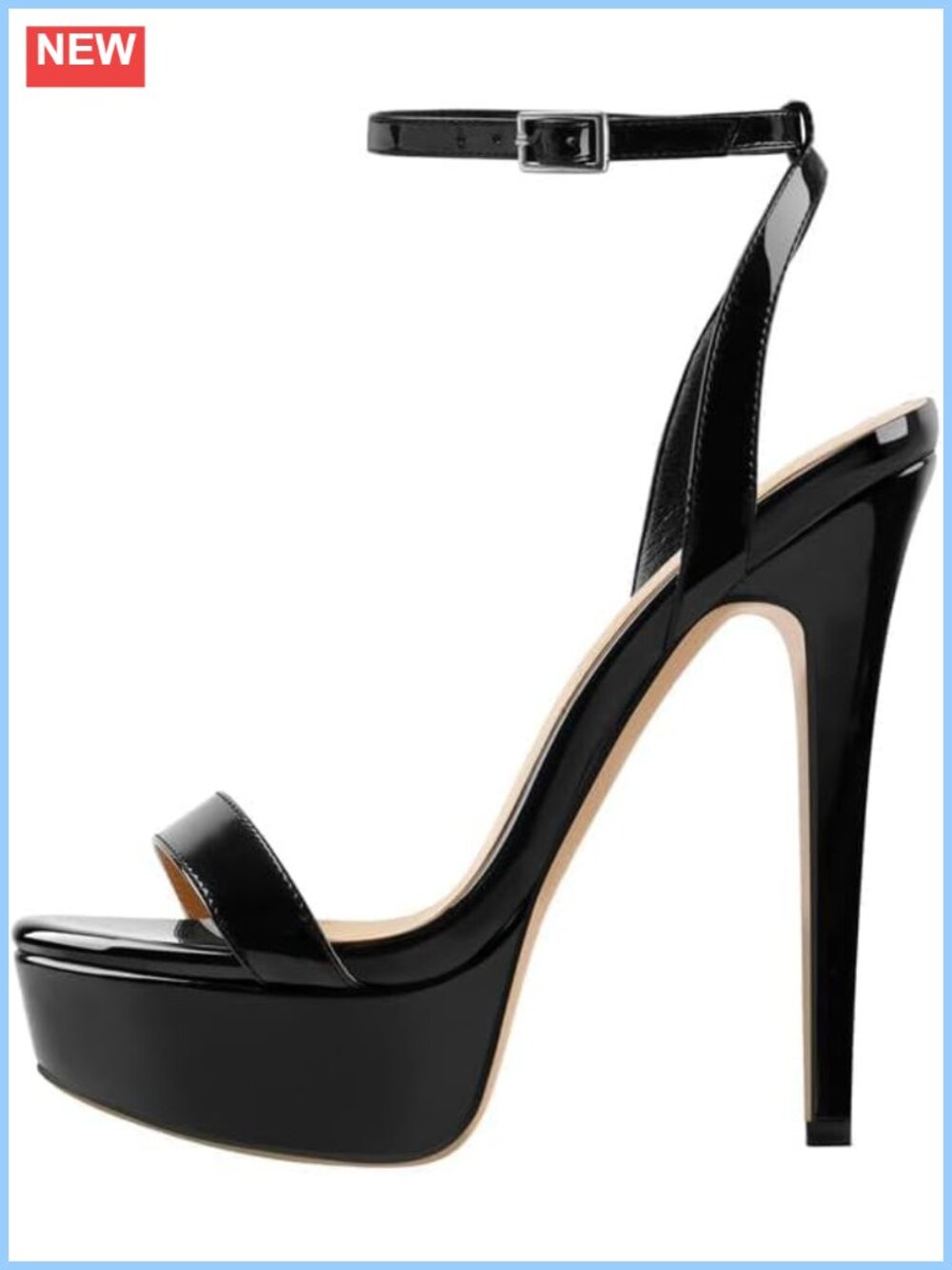 Platform Stiletto High Heels Women Open Toe Ankle Strap Sandals Patent Leather